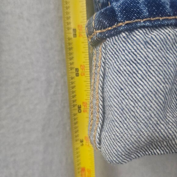 Abercrombie & Fitch The Loose High Rise Acid Wash Blue Sz 27 Cuff Wide Leg Baggy - Picture 4 of 6